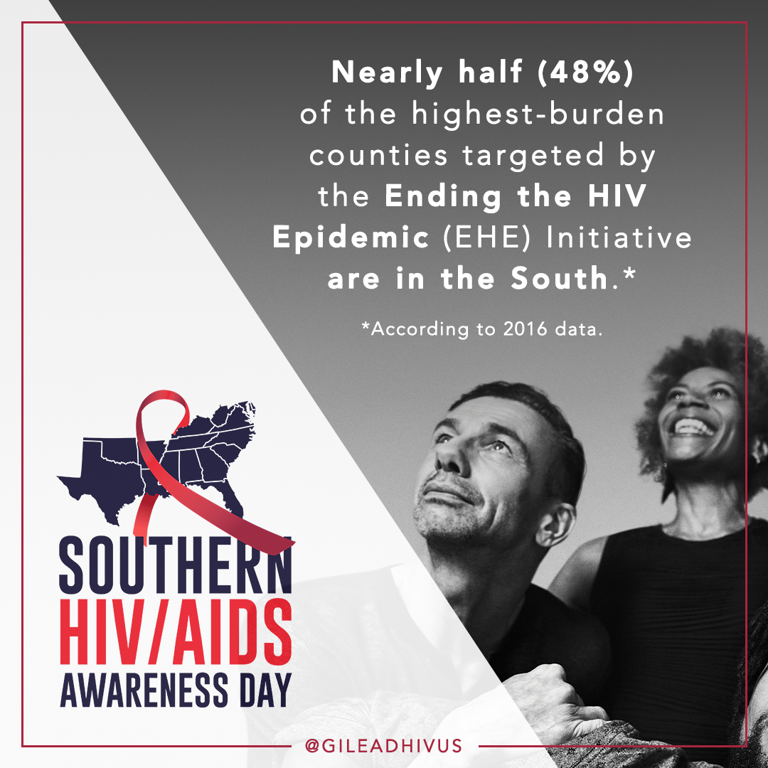 ~48% of the highestburden counties targeted by the Ending the HIV Epidemic (EHE) initiative are in the South, according to 2016 data.